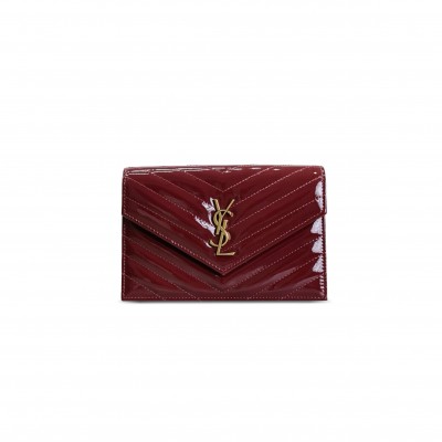 YSL CASSANDRE ENVELOPE CHAIN WALLET IN PATENT LEATHER 393953 (19*11.5*4cm)
